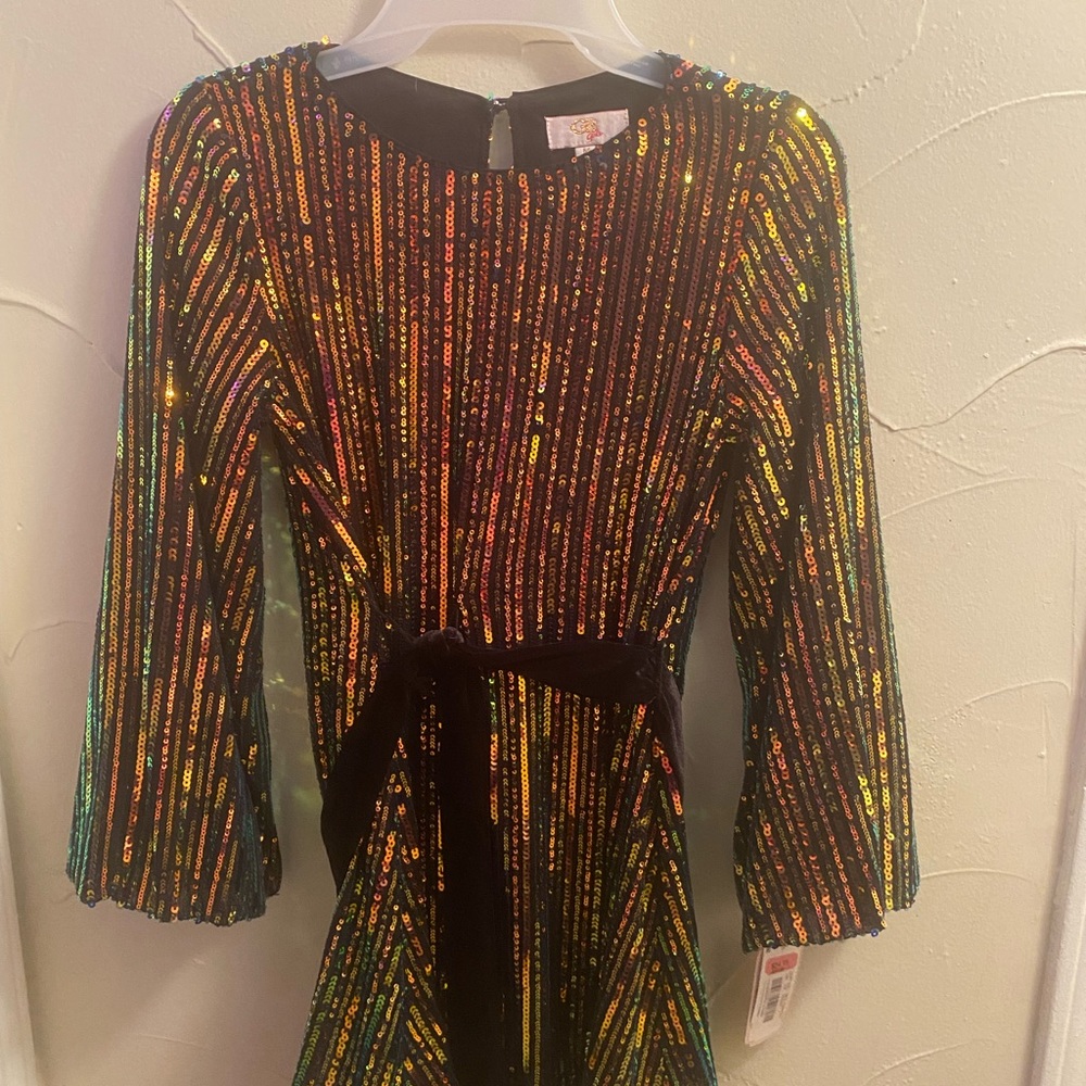 Girls Mirrored Sequined Dress